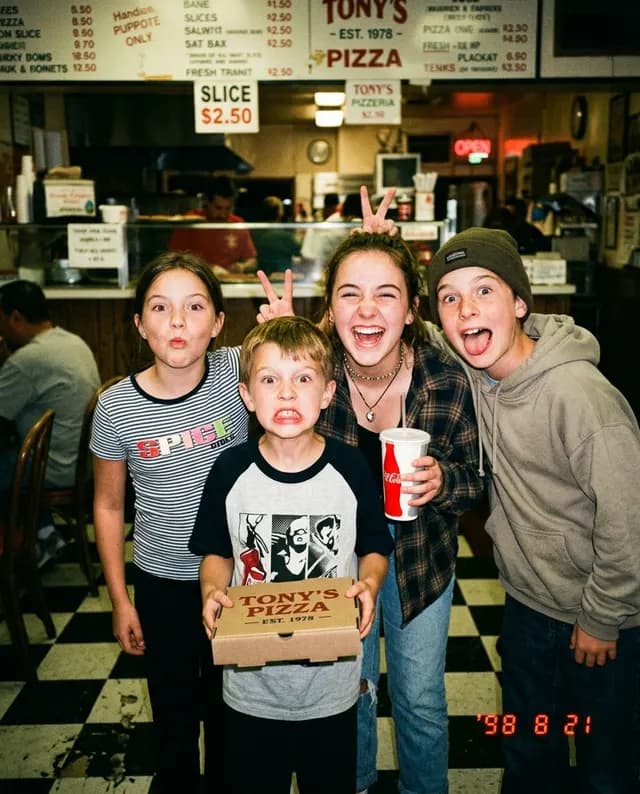 Disposable camera photo: the cousins